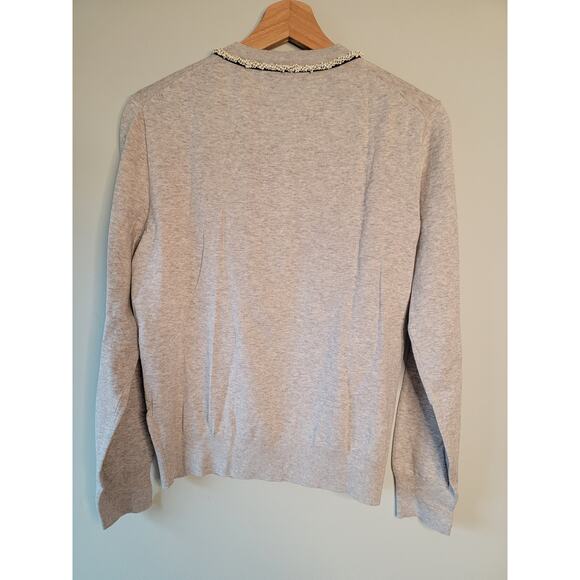 J.Crew Grey Cardigan with Beading Neckline Detail - Picture 2 of 4